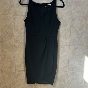 Manydress Solid Black Faux Wrap Holiday Dress Sz Med